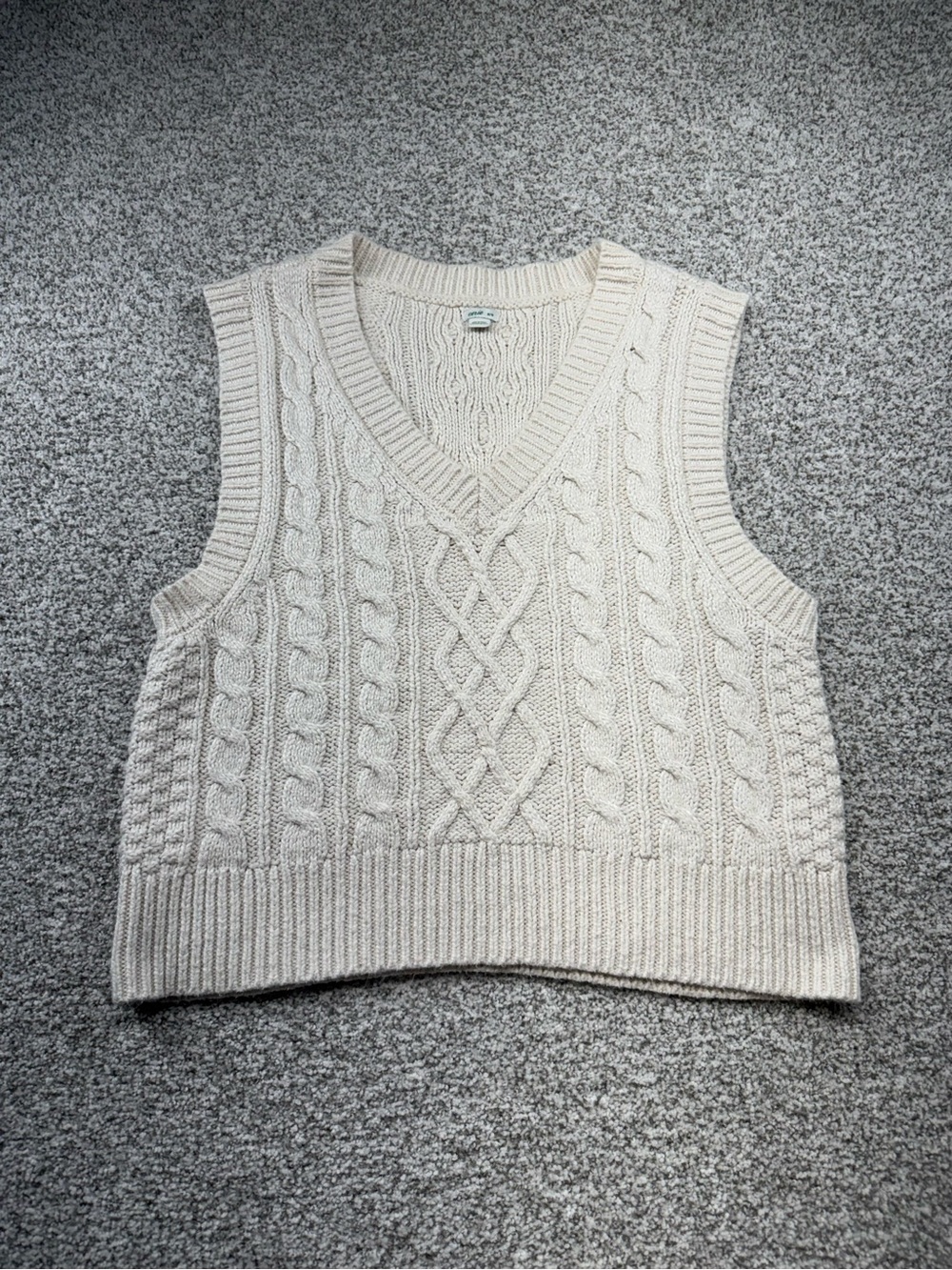Women's Aerie Natural‎ White Beige Soft Cable Knit Sweater Vest Size Medium